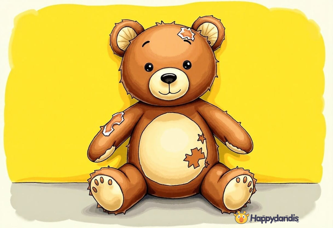 Old teddy bear with signs of tear in need of repair