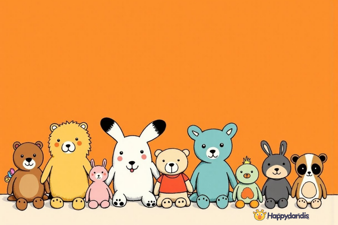 Assortment of Happydandis plush toys ready for donation or repurposing, perfect for finding new homes for old stuffed animals.