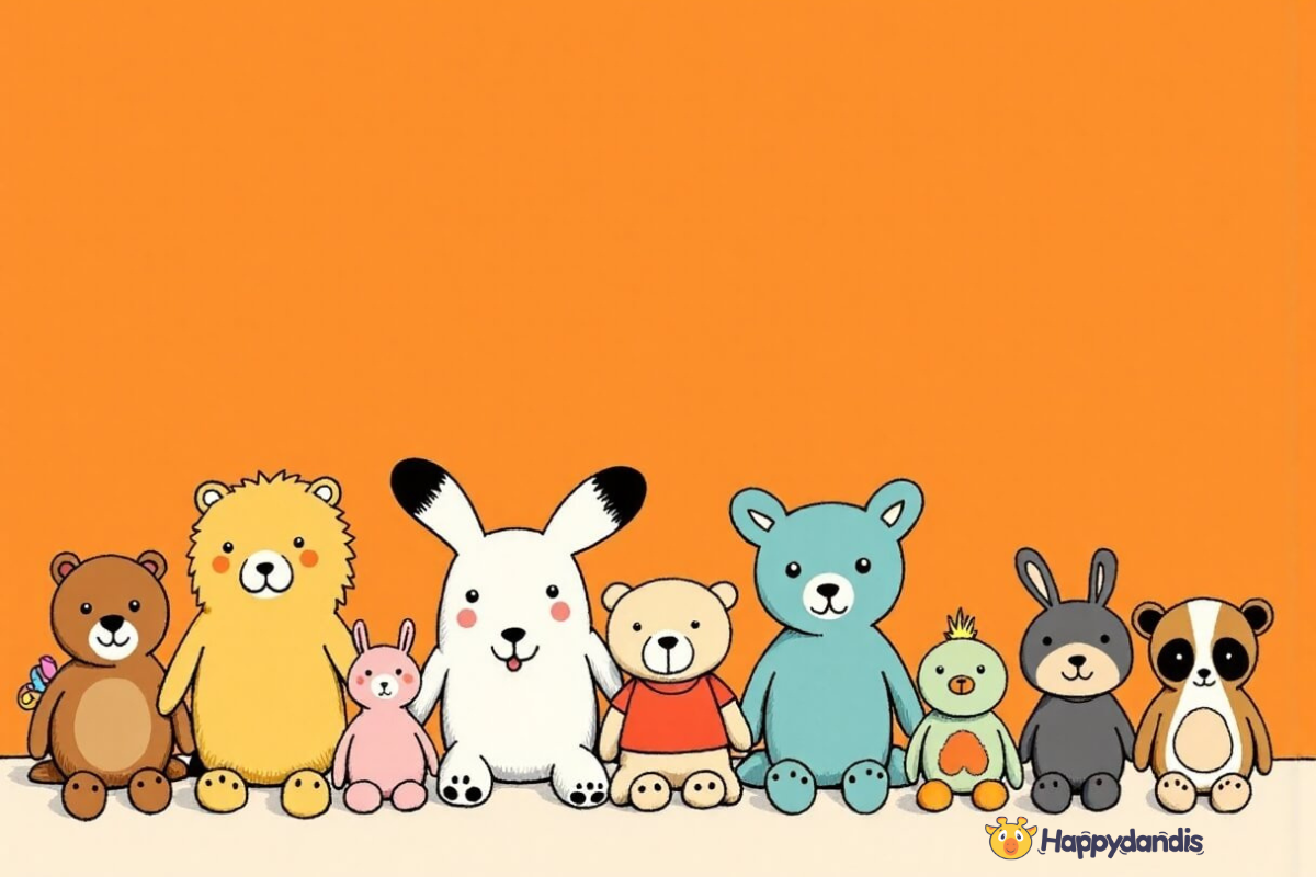 Assortment of Happydandis plush toys ready for donation or repurposing, perfect for finding new homes for old stuffed animals.