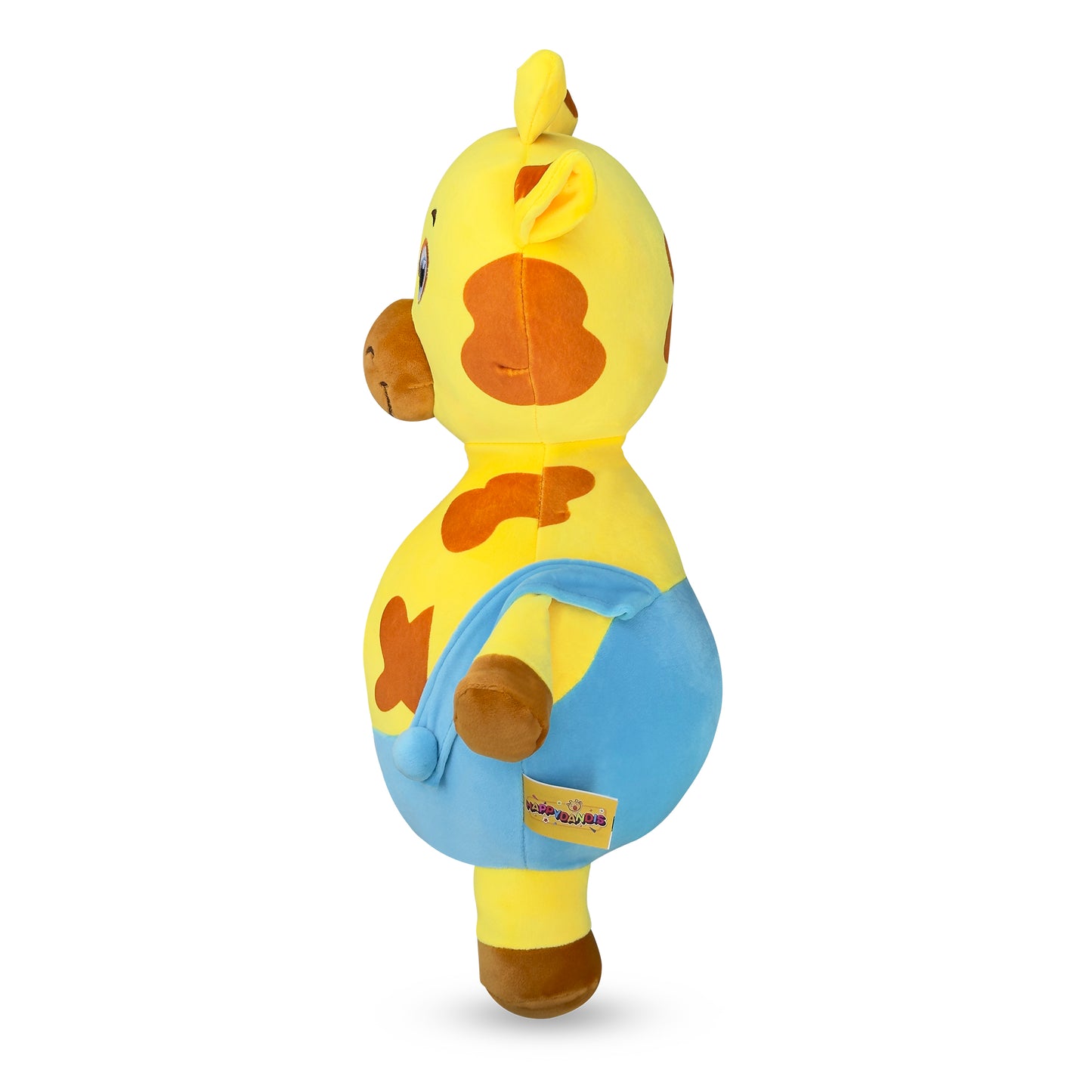 Side view of Happydandis giraffe stuffed animal plush toy